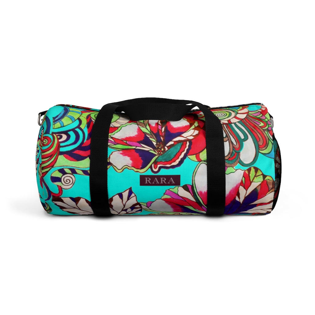 Artsy Floral Pop Cyan Duffel Bag