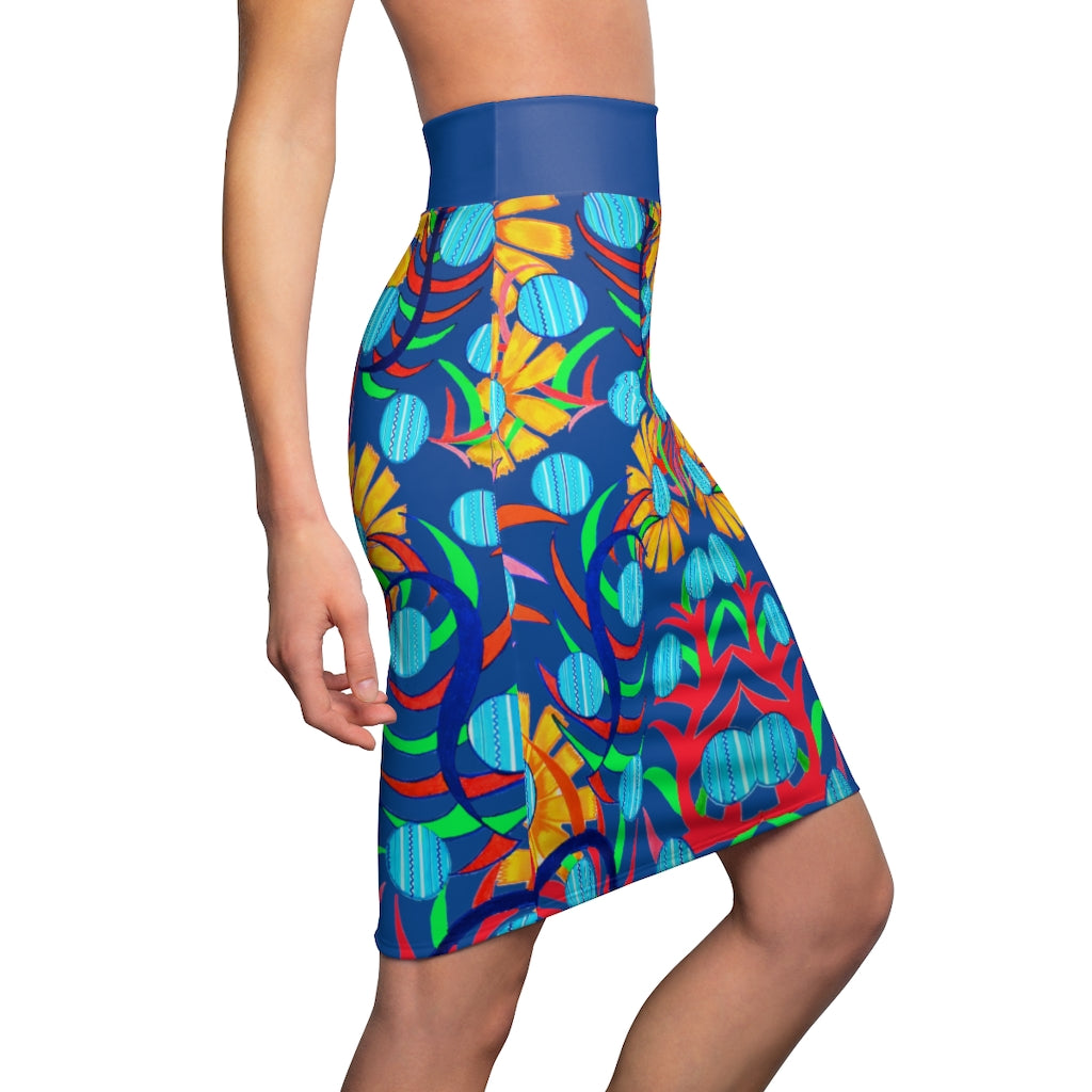 Sunflower Blue Pencil Skirt