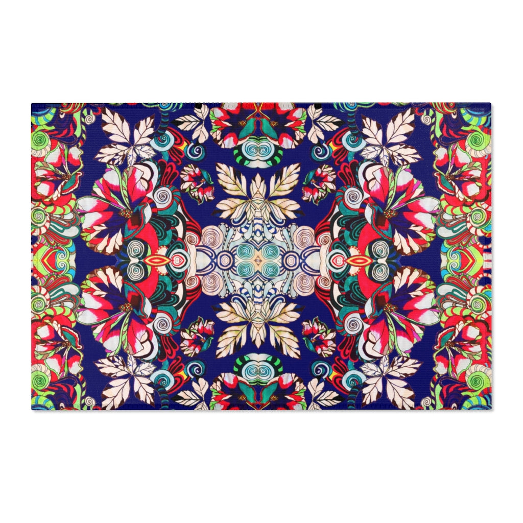 Artsy Floral Pop Royal Ink Rug