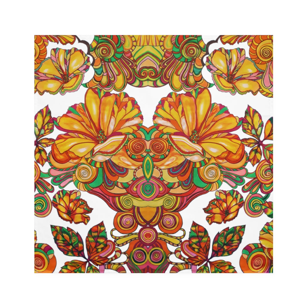 White Artsy Floral Napkin