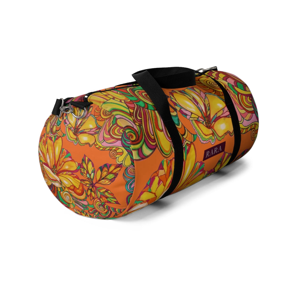 Artsy Floral Orange Duffel Bag