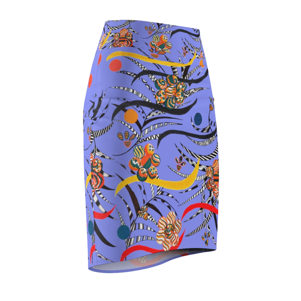 very peri animal & floral print pencil skirt