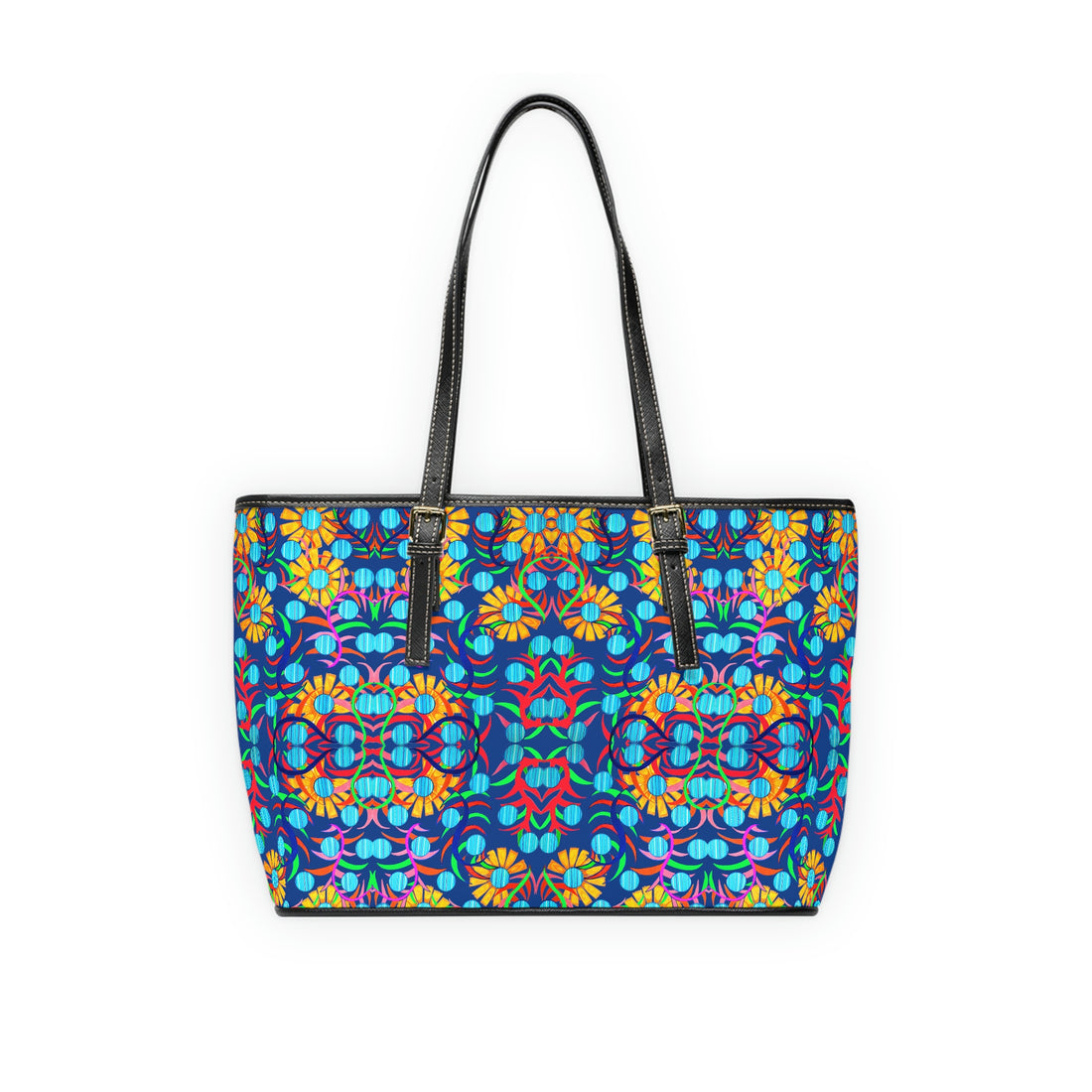 Royal Blue Sunflower PU Leather Shoulder Bag