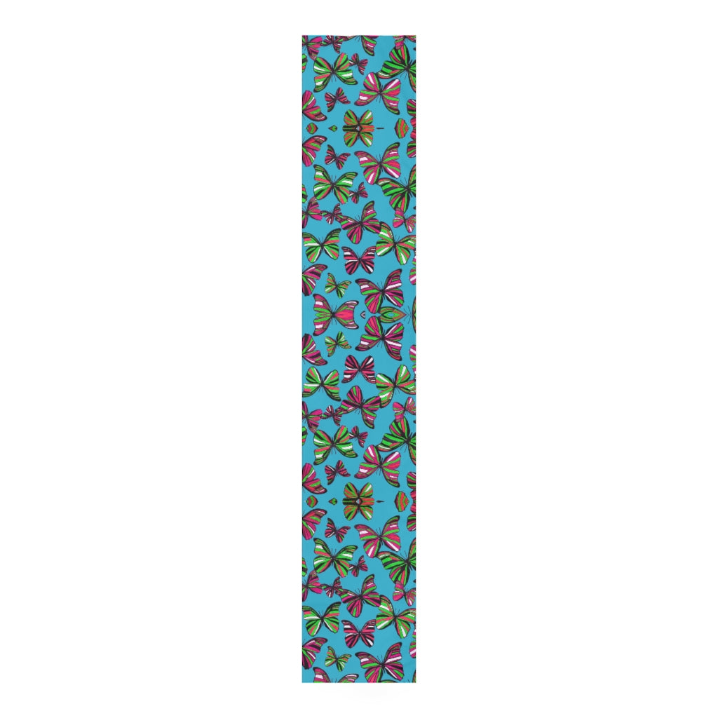 Butterflies Aqua Table Runner