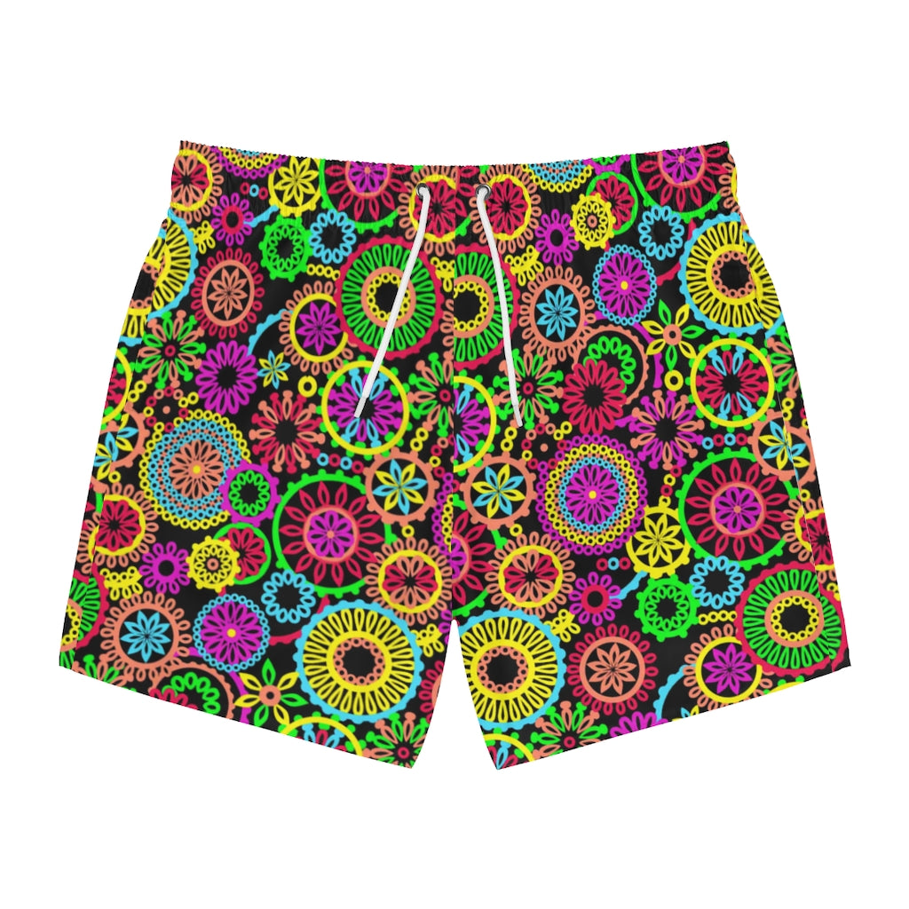 Men's 70'S Vibe Black Swimming Trunks