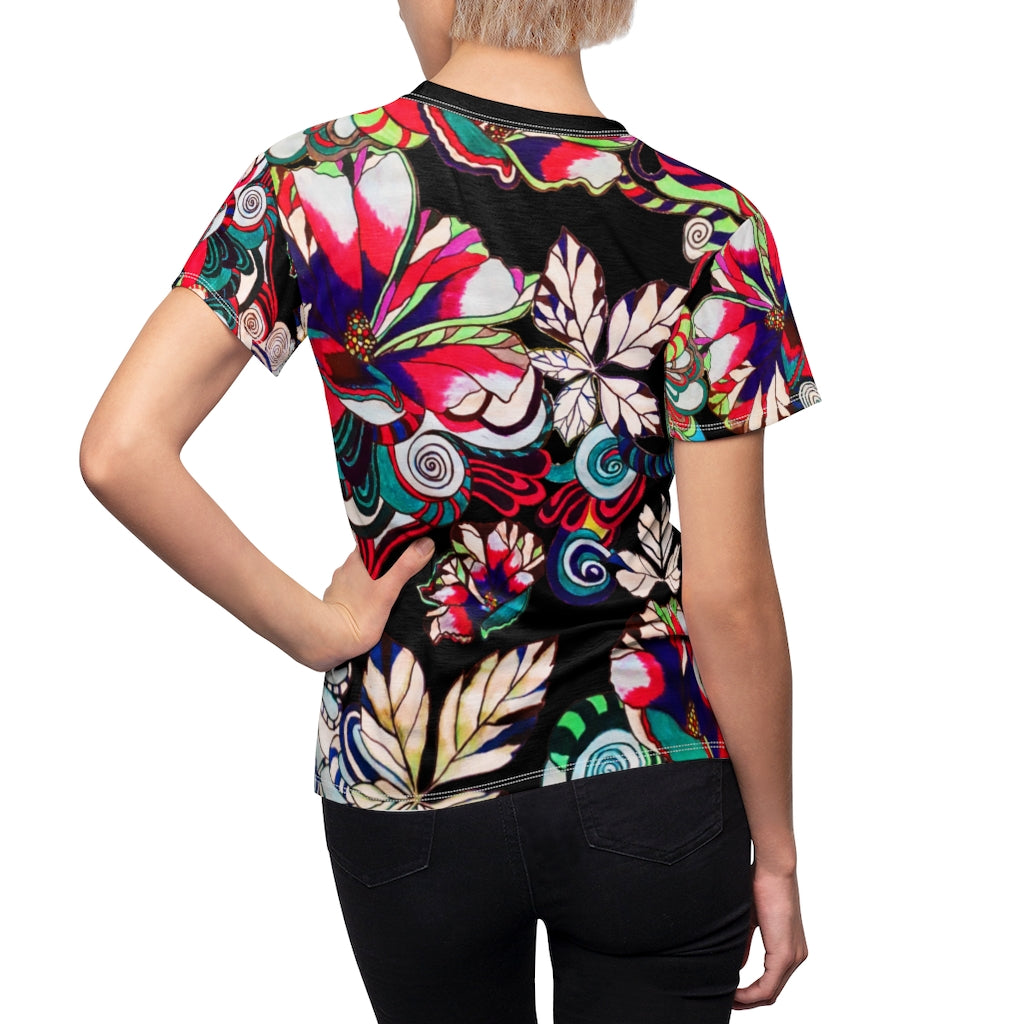 Graphic Floral AOP Black T-Shirt