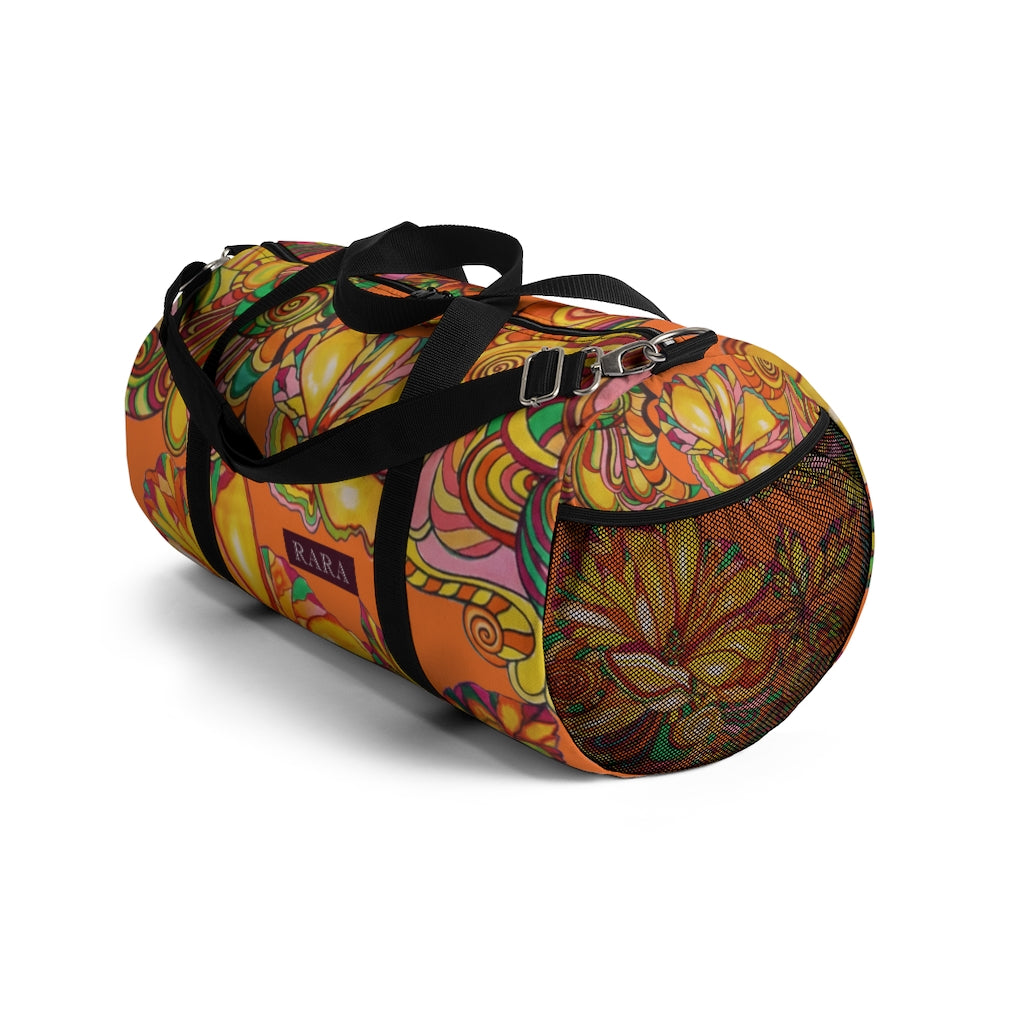 Artsy Floral Orange Duffel Bag