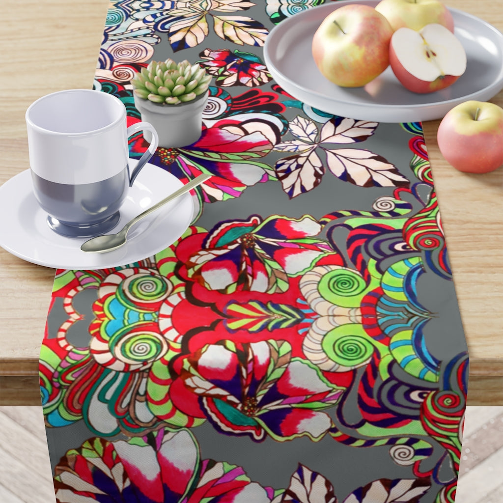 Artsy Floral Pop Ash Table Runner
