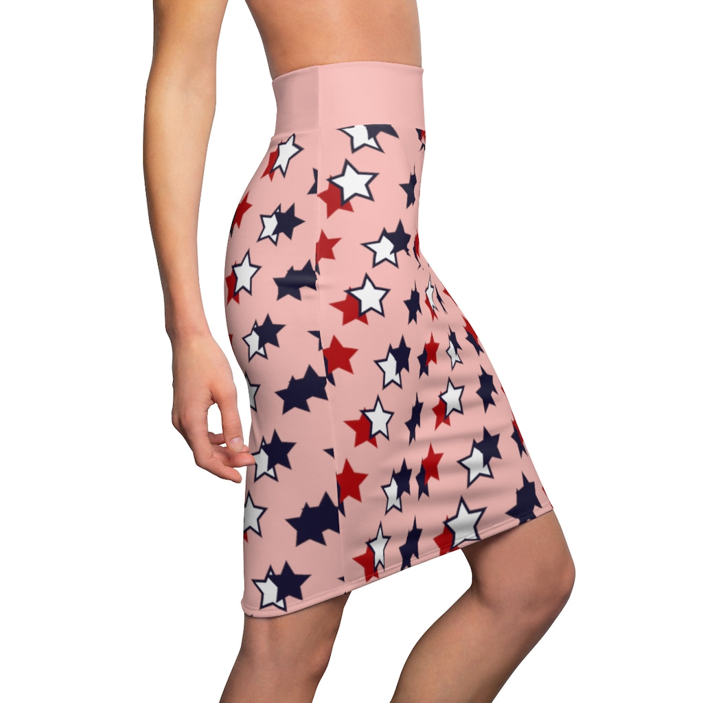 AOP Starry Blush Pencil Skirt