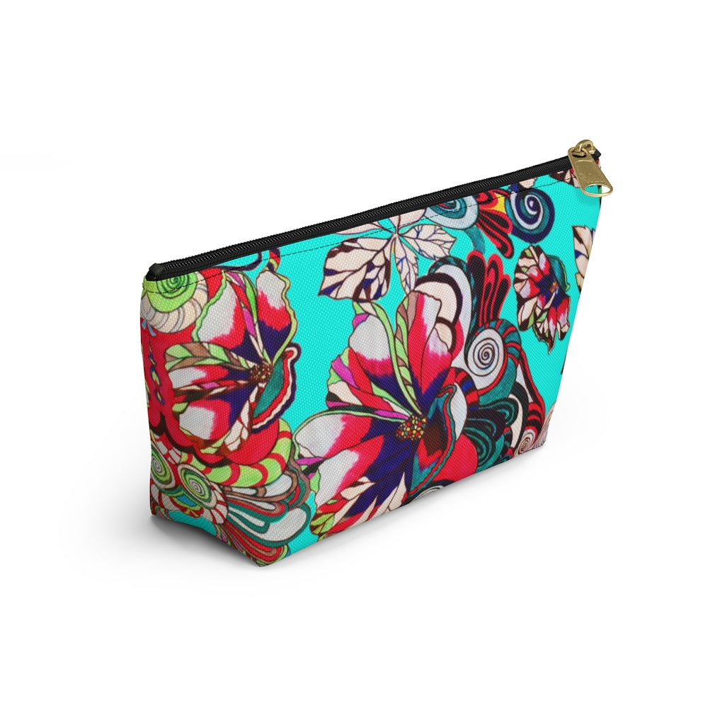 Artsy Floral Pop Cyan Accessory Pouch