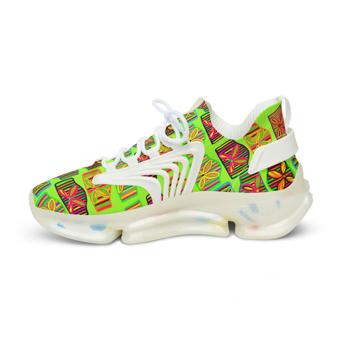 Lime Deco Print OTT Men's Mesh Knit Sneakers