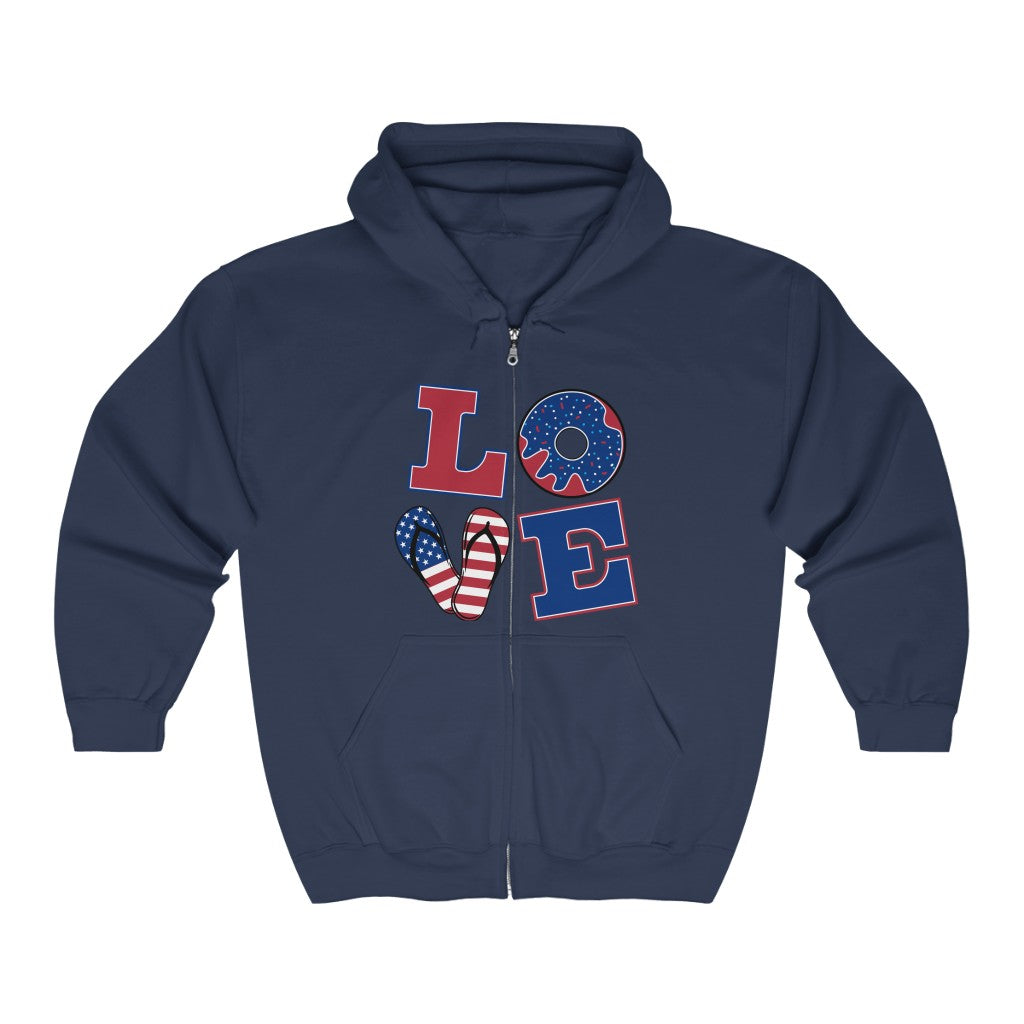 Navy Blue unisex zip - up hoodie