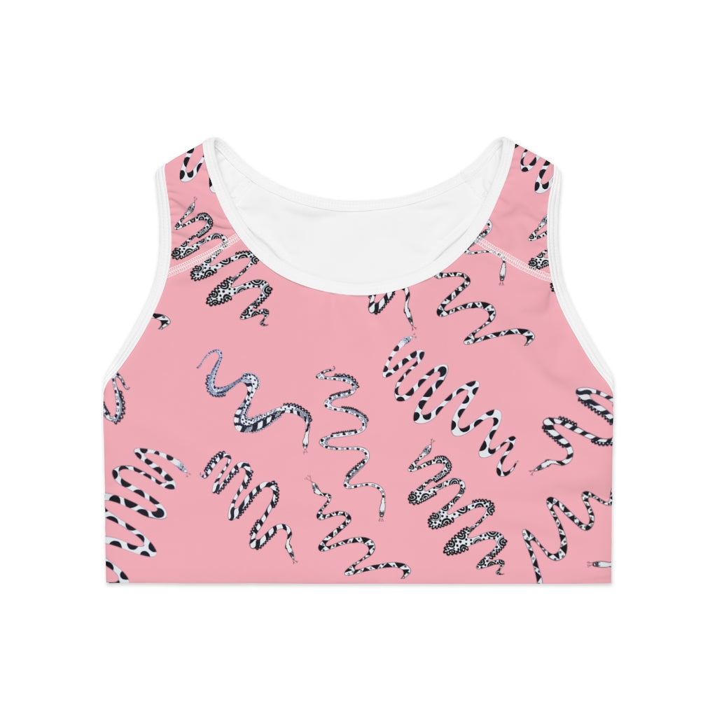 blush snake print sports bra