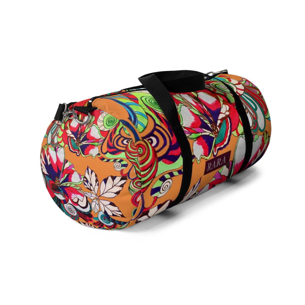 Artsy Floral Pop Peach Duffel Bag