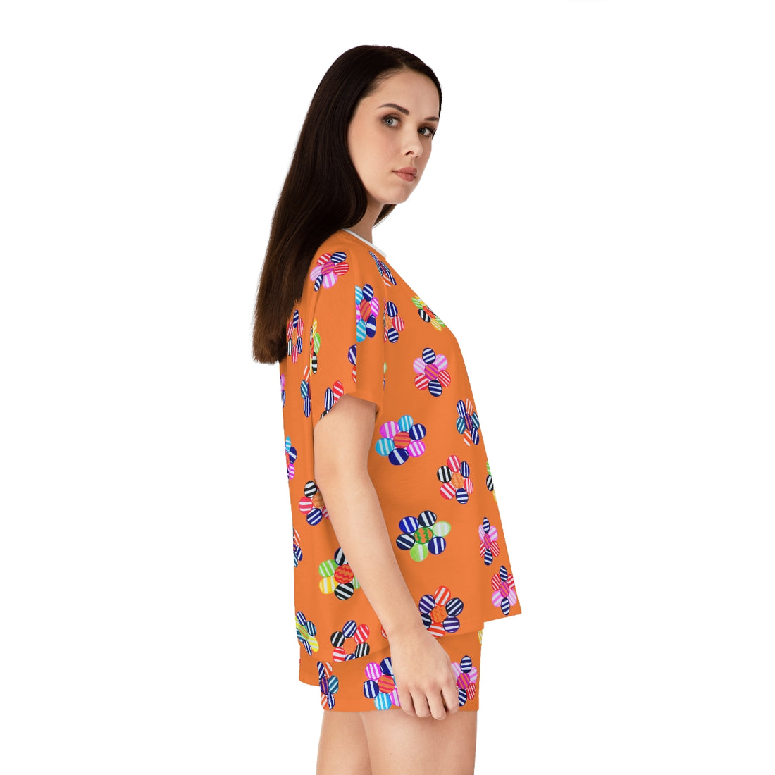Peach Candy Floral Short Pajama Set (AOP)