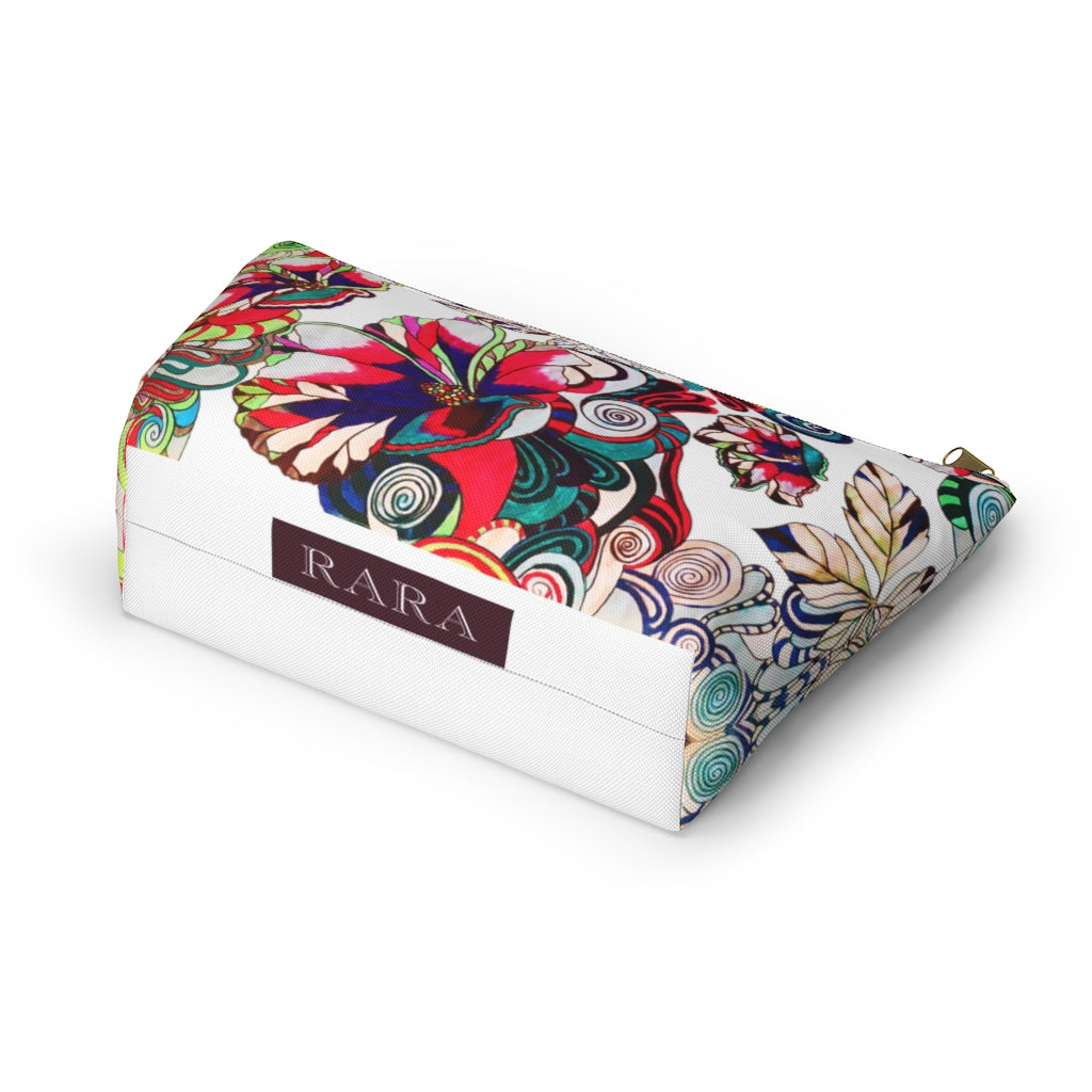 Floral Pop White Accessory Pouch