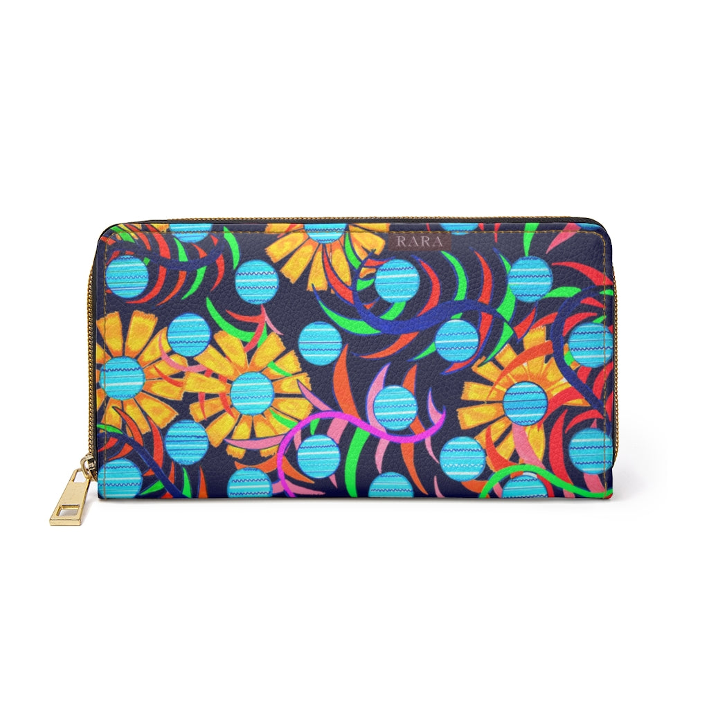 ink Sunflower print clutch wallet