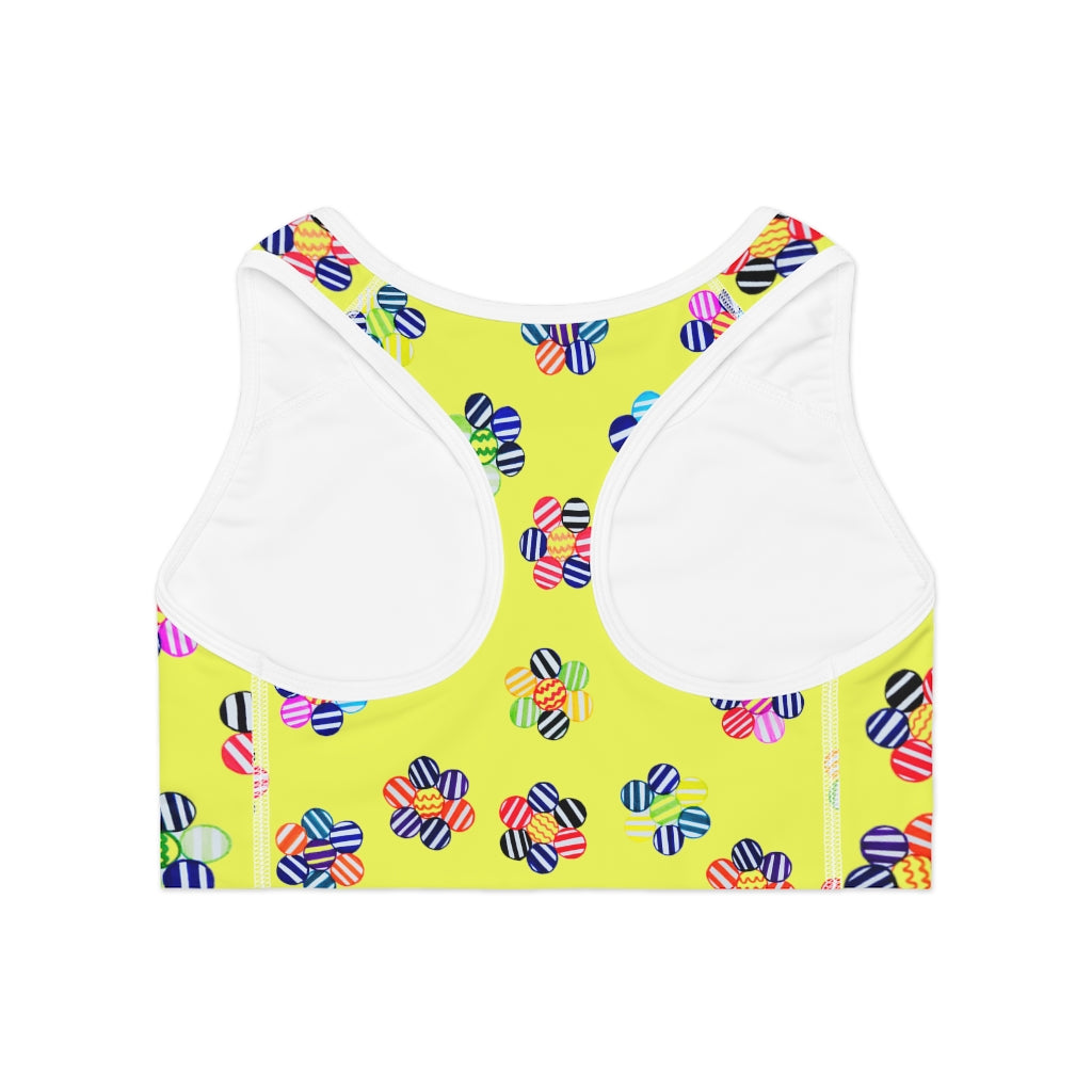 canary geometric flowers sports bra