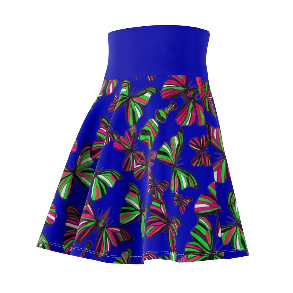 Butterflies Royal Blue Skater Skirt