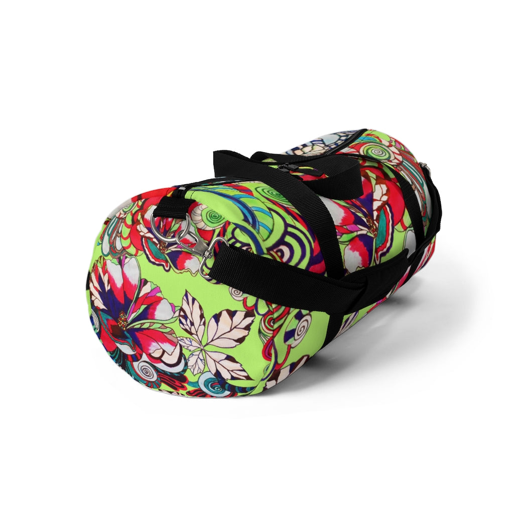 Artsy Floral Pop Lime Duffel Bag