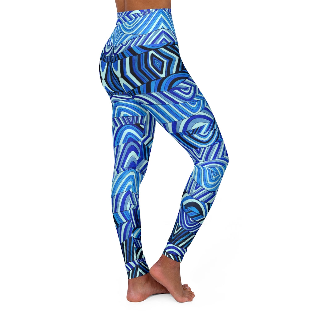 icy & blue psychedelic print yoga athleisure leggings for women