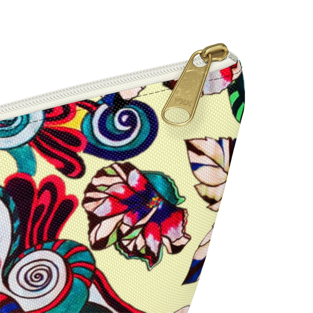 Floral Pop Cream Accessory Pouch