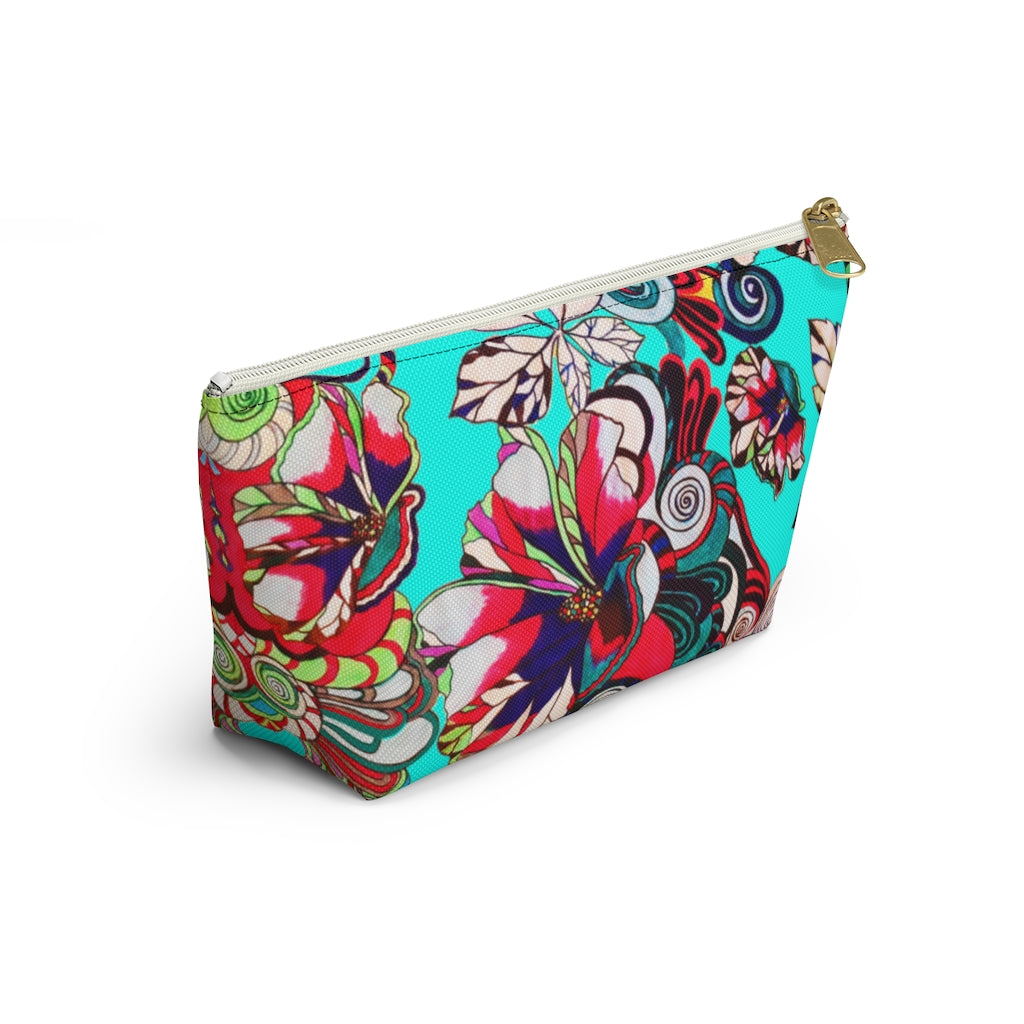 Artsy Floral Pop Cyan Accessory Pouch