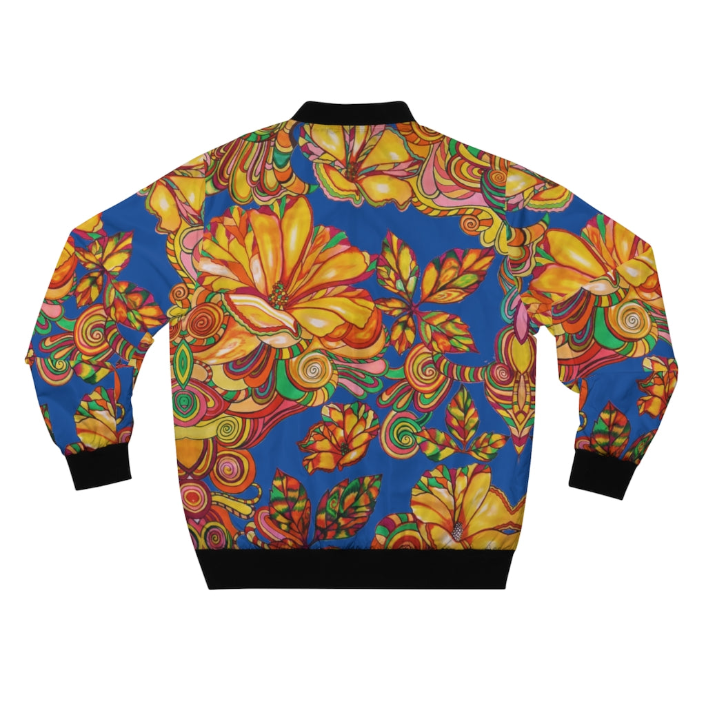 blie men's wear bomber jacket in artsy floral print