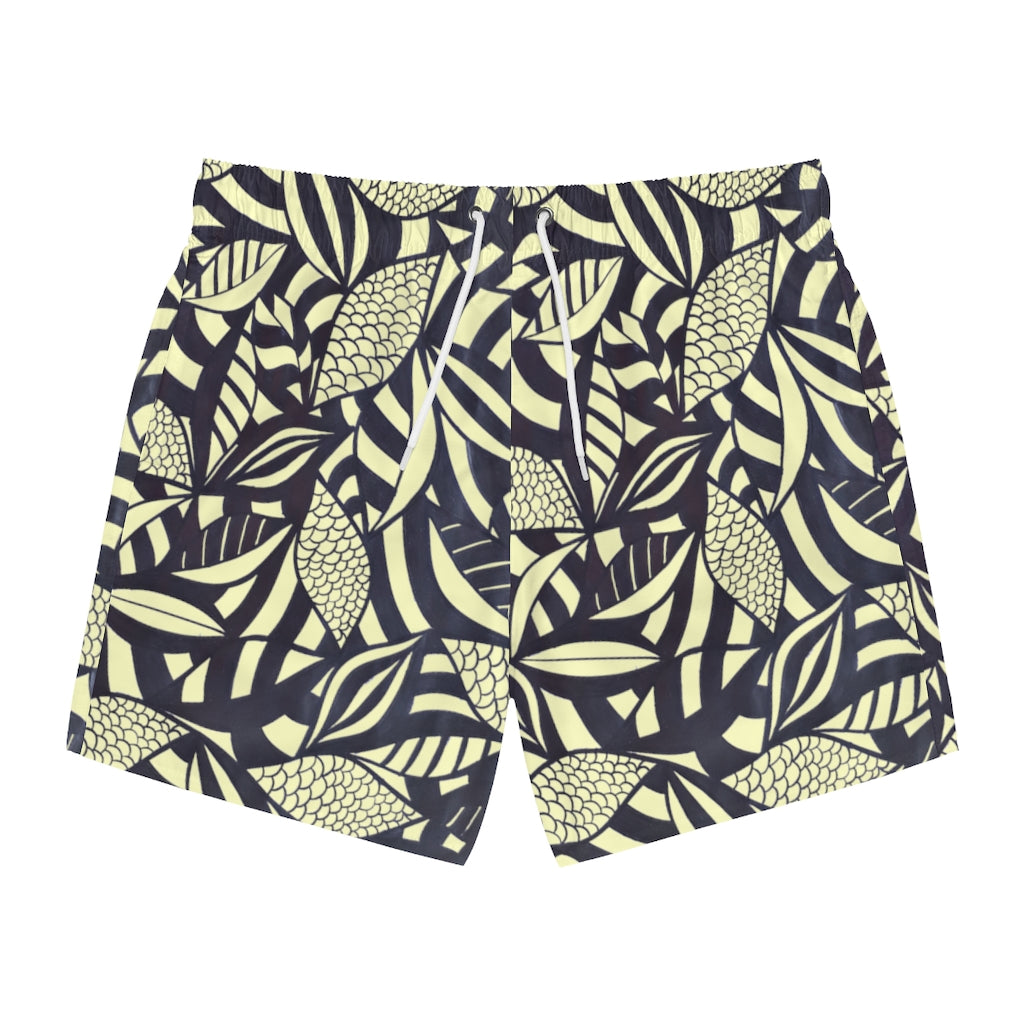 Cream Tropical Minimalist Men's Swimming Trunks