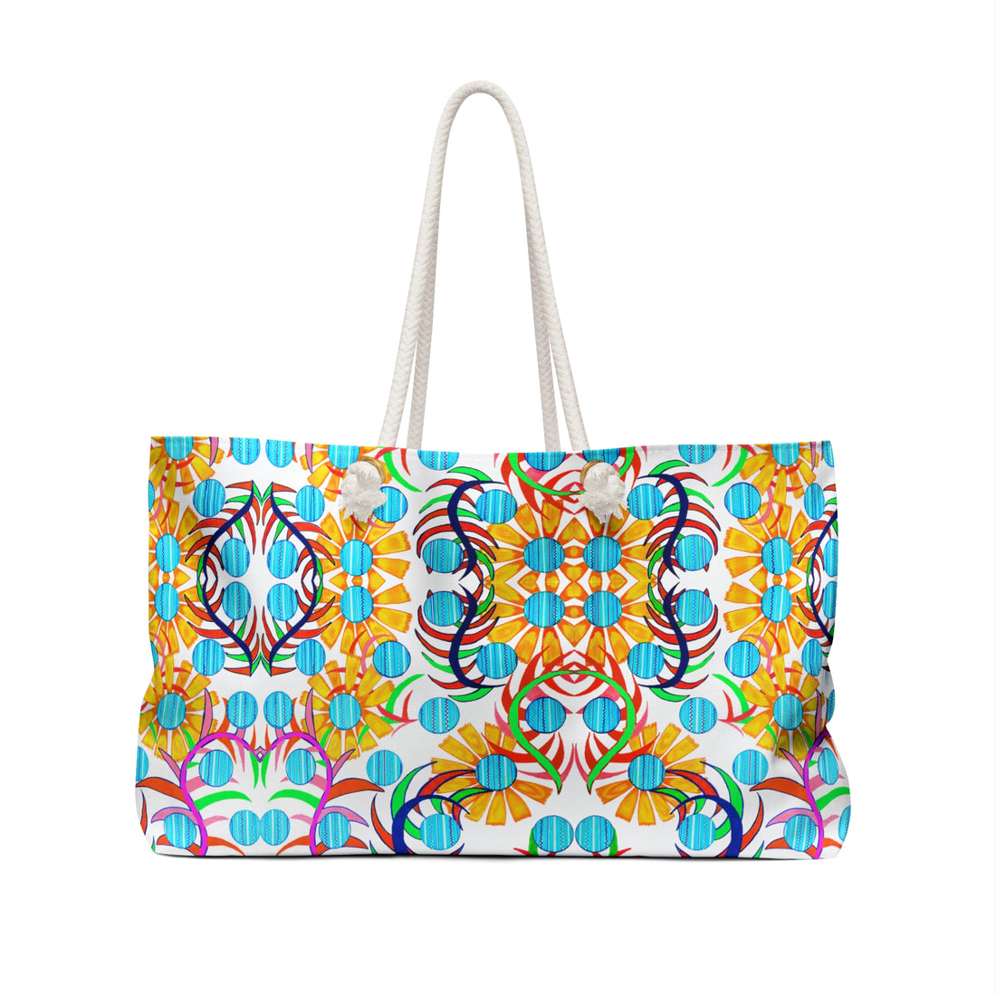 White Sunflower Weekender Open Beach Tote Bag
