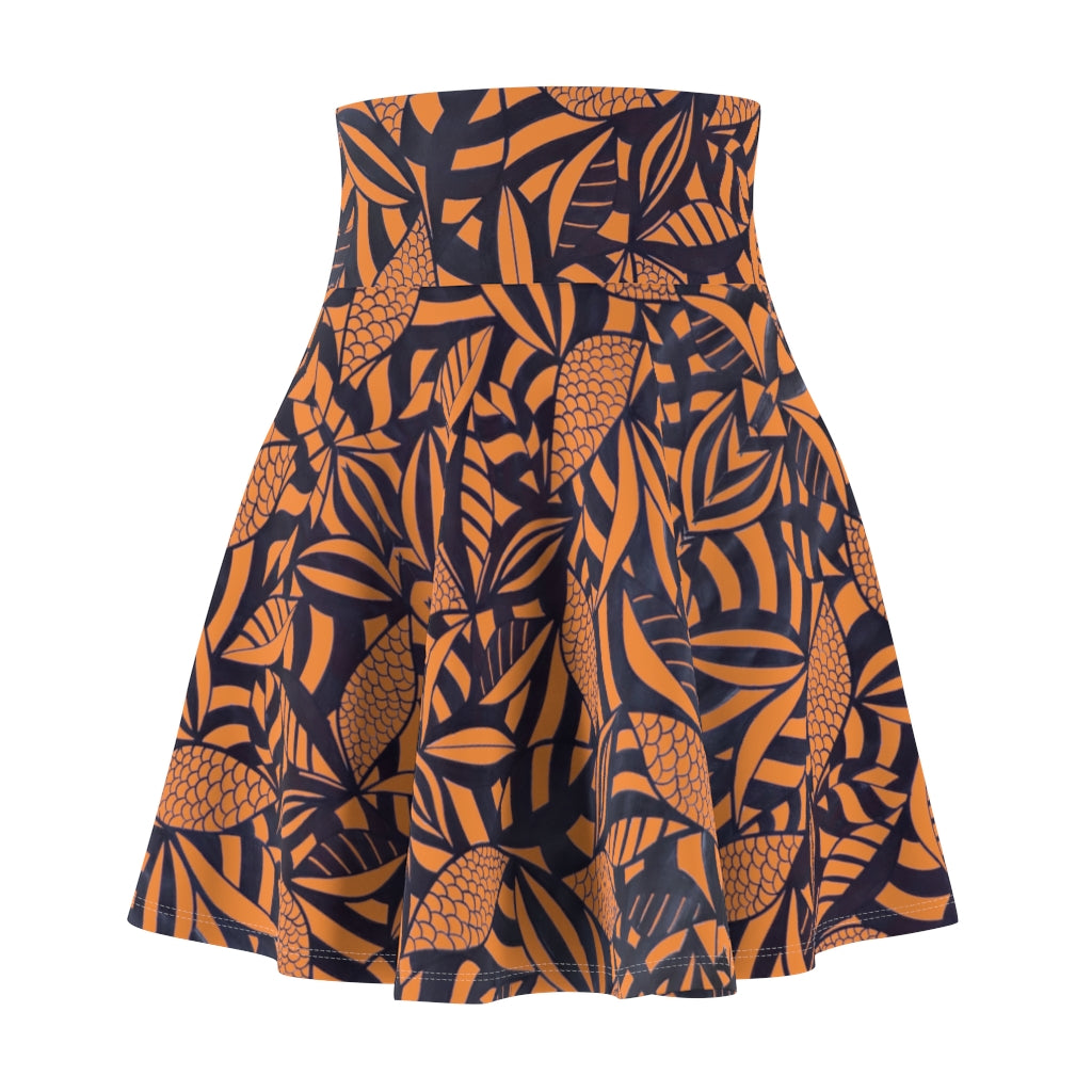 Tropical Minimalist Muted Orange Skater Skirt