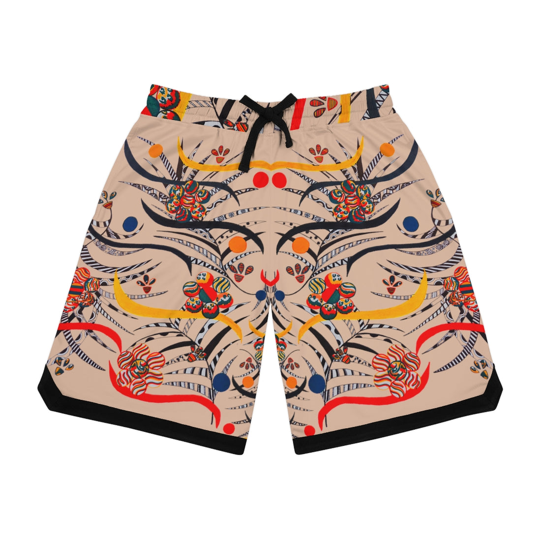 nude floral & jungle print basketball shorts