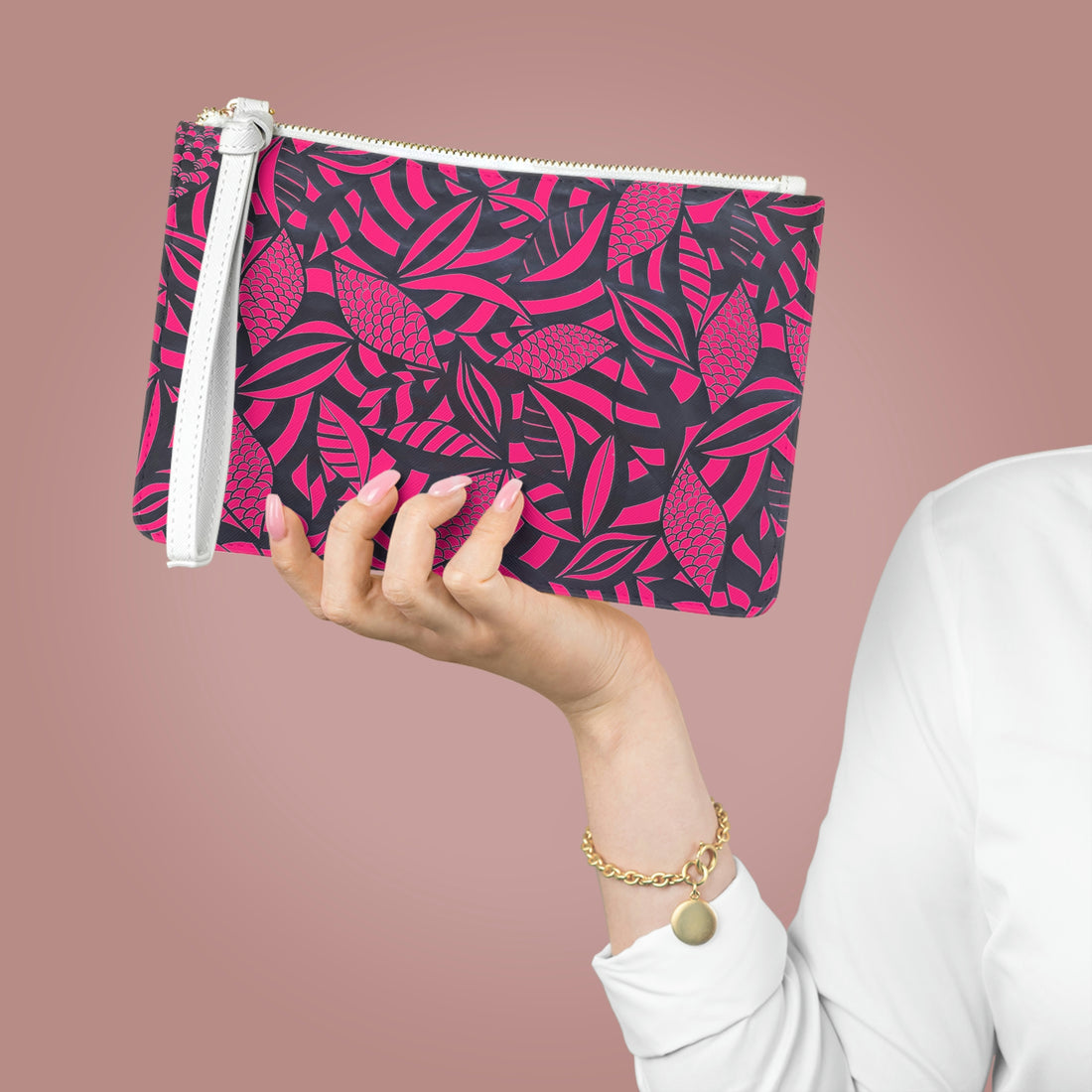 Hotpink Tropical Minimalist Clutch Bag
