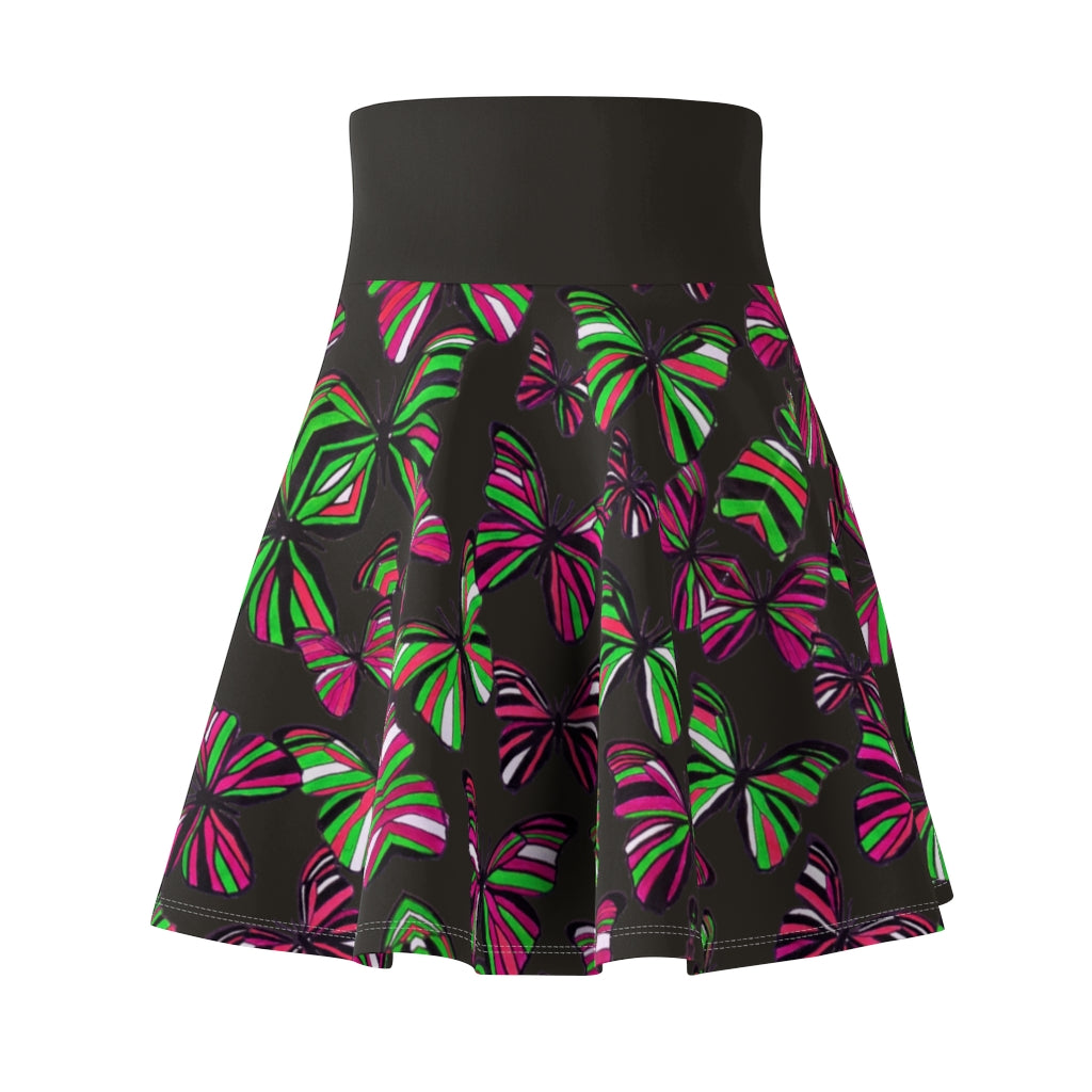 Butterflies Pitch Grey Skater Skirt