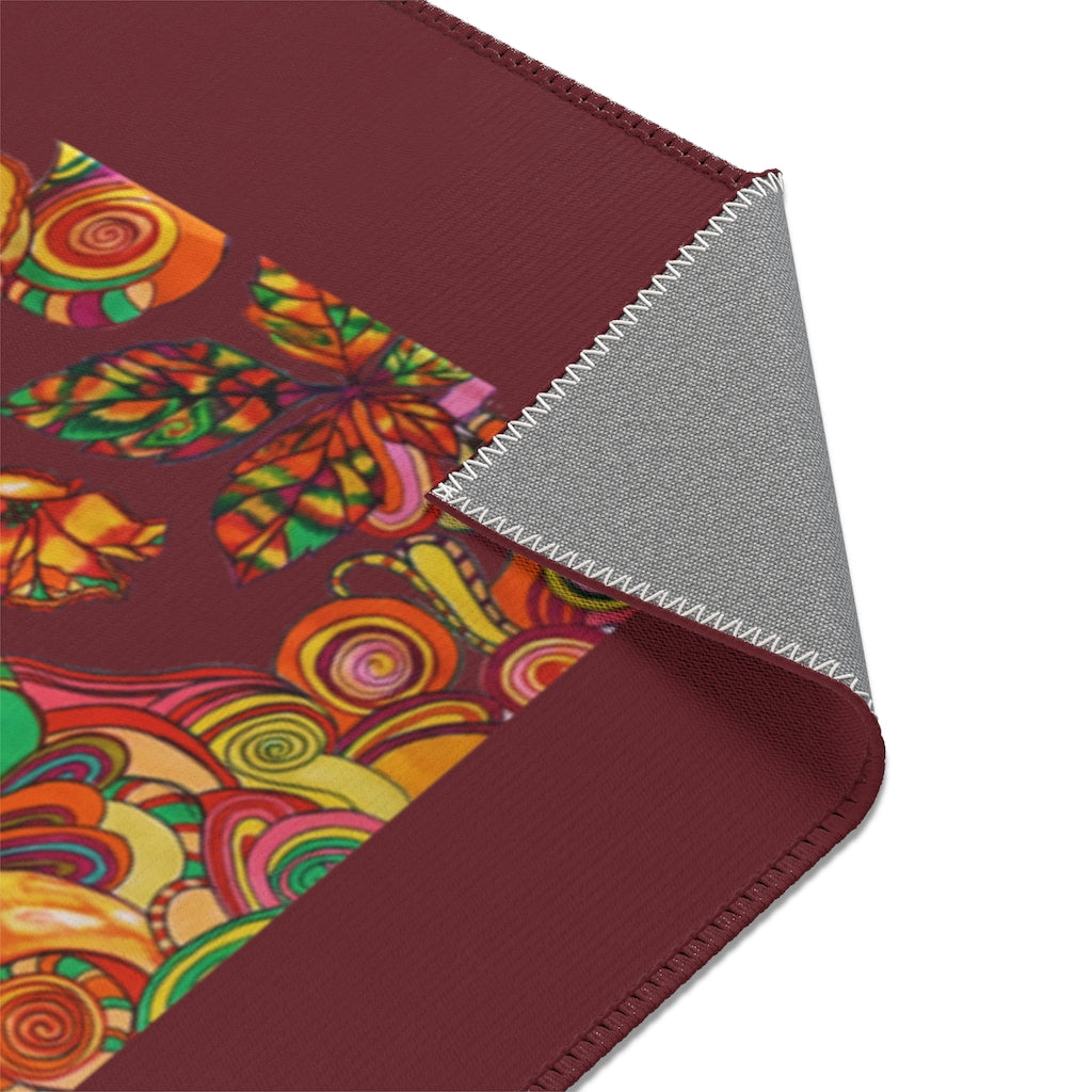 Artsy Floral Marsala Area Rug