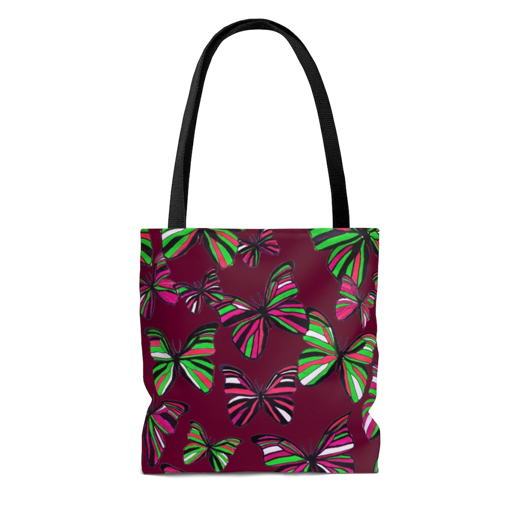 AOP Butterflies Marsala Tote Bag