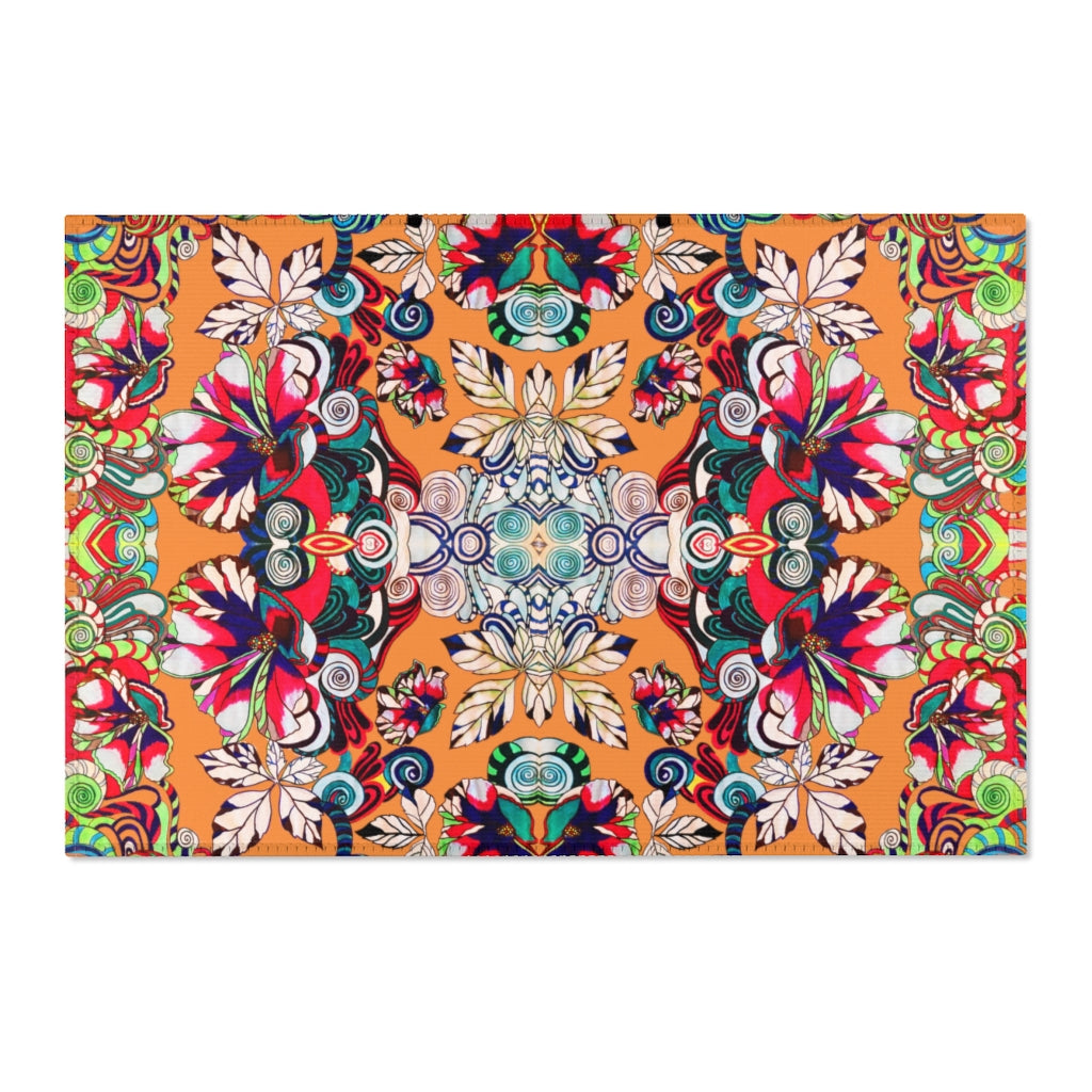 Artsy Floral Pop Peach Area Rug