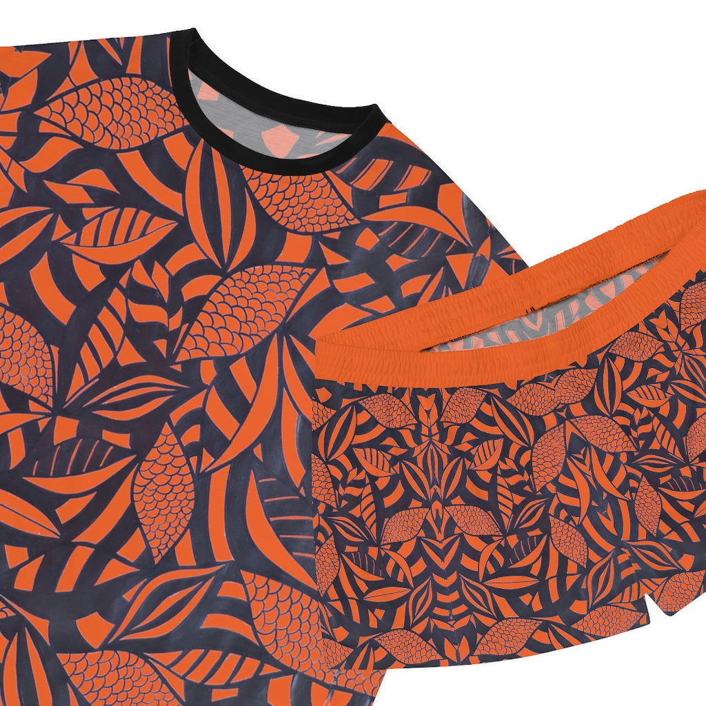 Orange Tropical Minimalist Short Pajama Set (AOP)