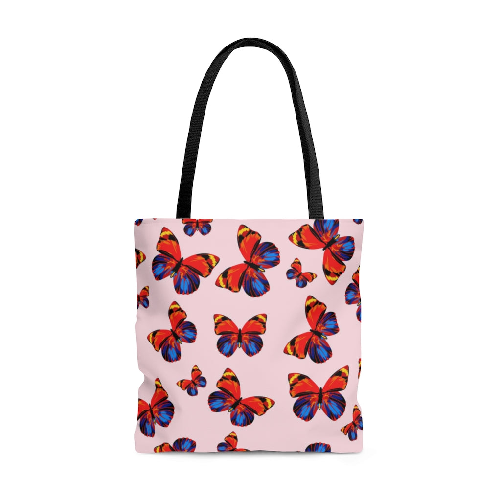 AOP Tangerine Butterflies Tote Bag