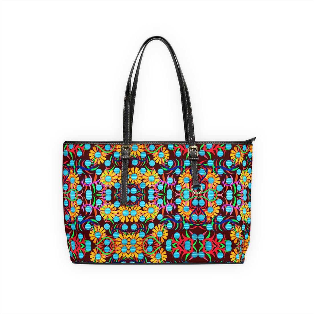 Marsala Sunflower PU Leather Shoulder Bag