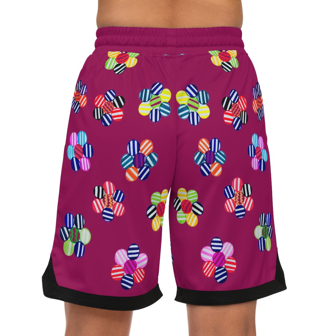 Orchid Geo Floral Basketball Rib Shorts (AOP)