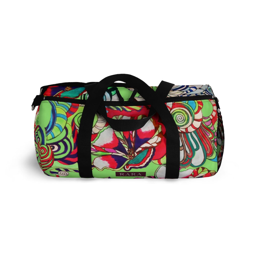 Artsy Floral Pop Green Duffel Bag