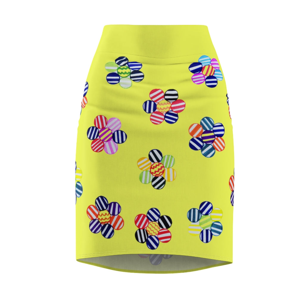 canary striped florals pencil skirt 