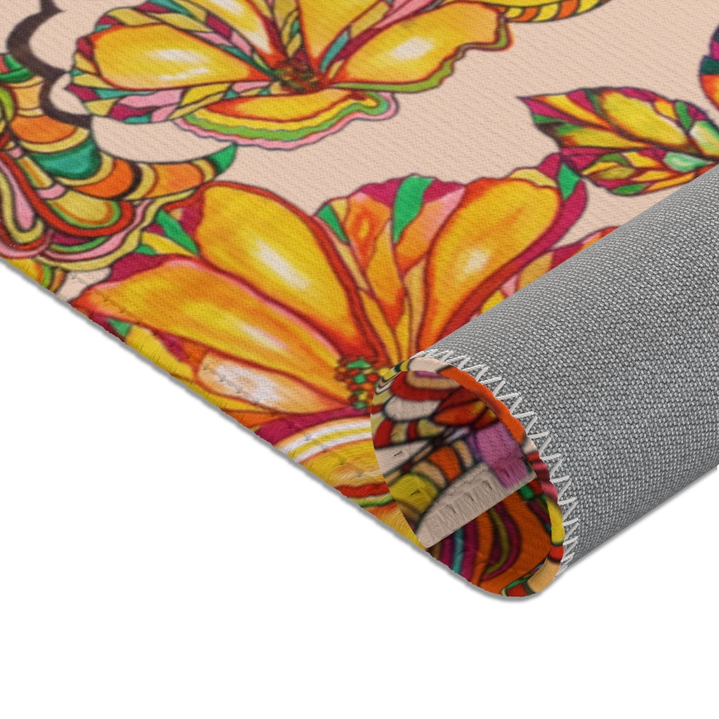 Artsy Floral Nude Area Rug