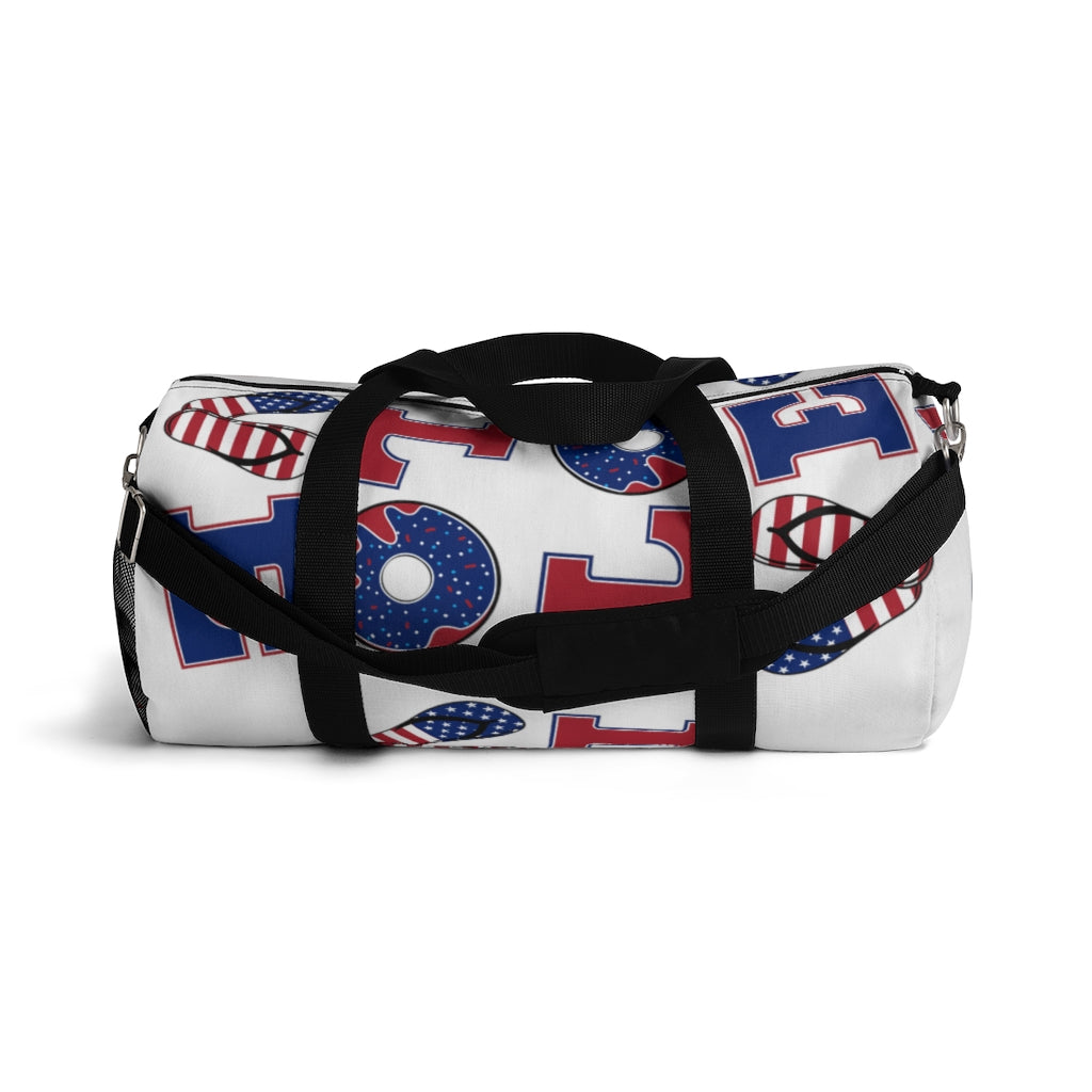 American Love White Duffel Bag