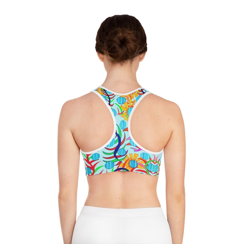 icy sunflower print sports bra