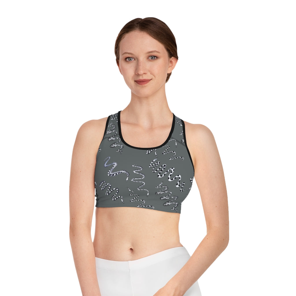 Ash Snake Print (AOP) Sports Bra