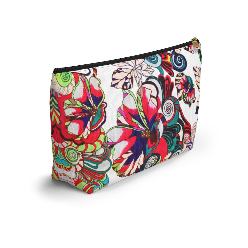 Floral Pop White Accessory Pouch