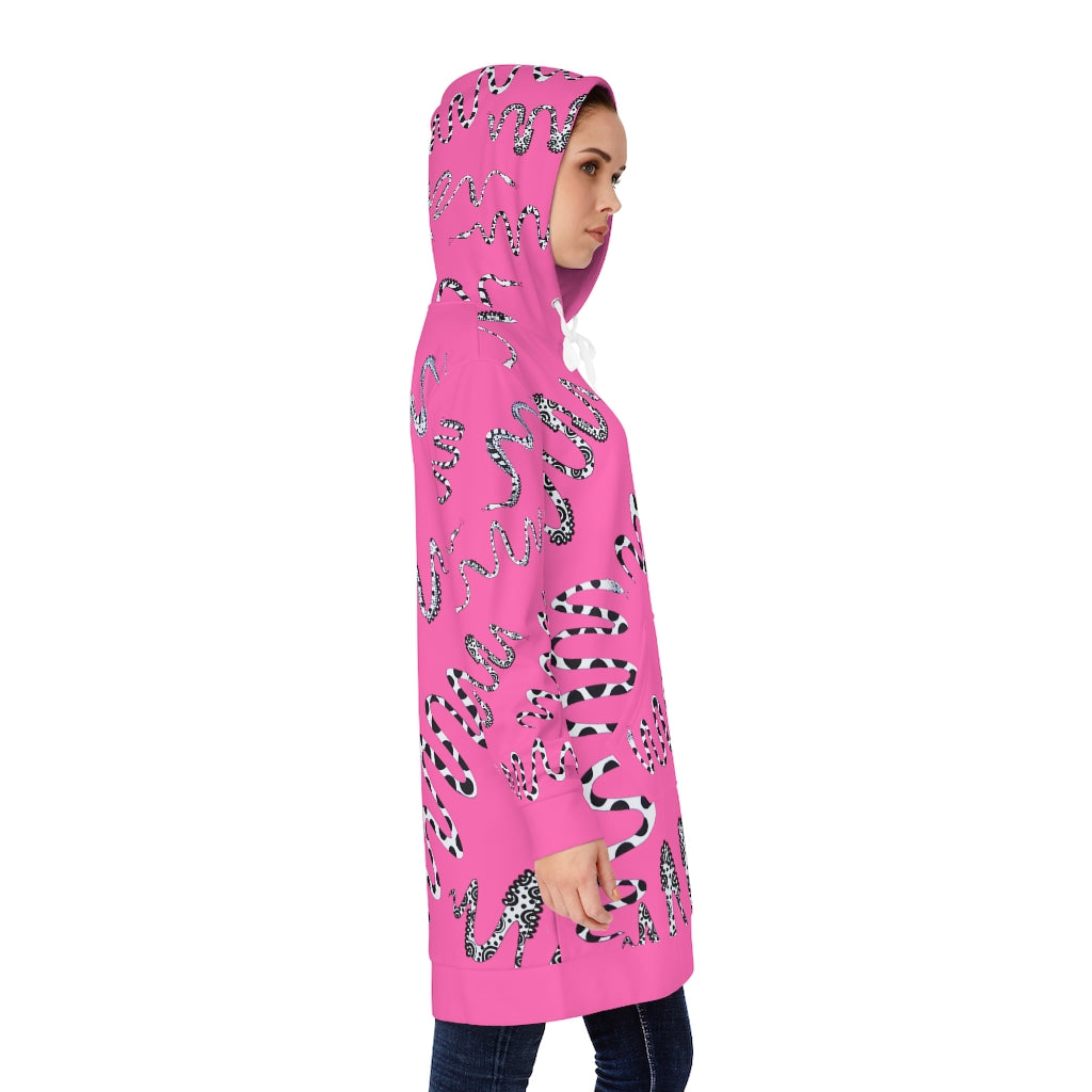 Rose Snake Print Hoodie Dress