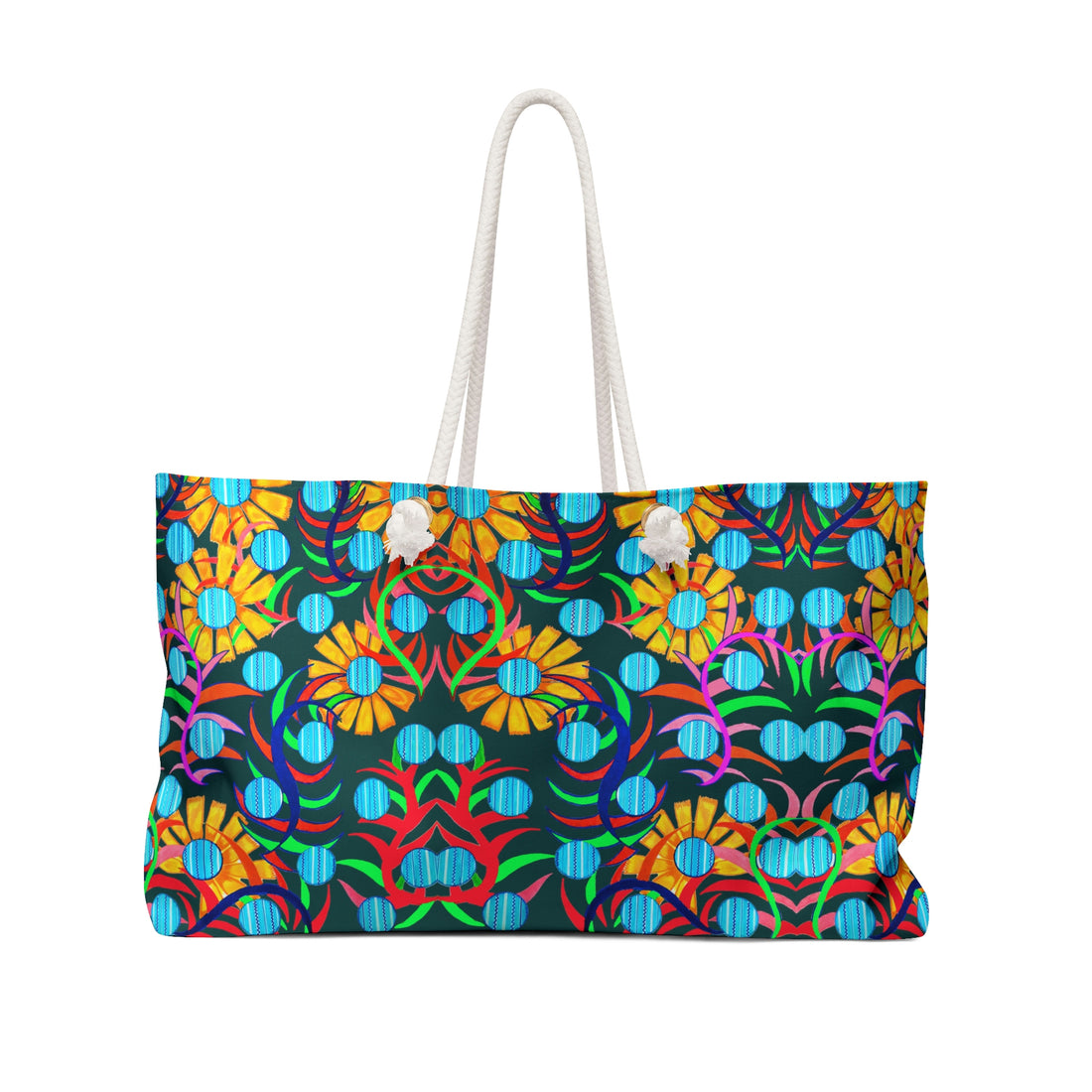 Bottle Green Sunflower Weekender Open Beach Tote Bag